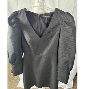 BCBGMAXAZRIA‎ Dress Black Puff Sleeve V Neck Mini Cocktail Party